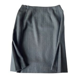 Harve Bernard Herringbone Tweed Wool Skirt